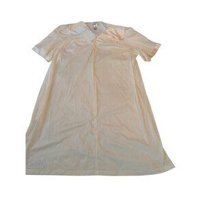 Vanity Fair Womens Ivory Nylon Short Sleeve Nightgown With Embroidered Detail L